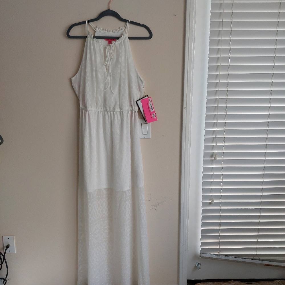 BETSEY JOHNSON BLOUSON WHITE MAXI DRESS NWT! - Picture 14 of 14